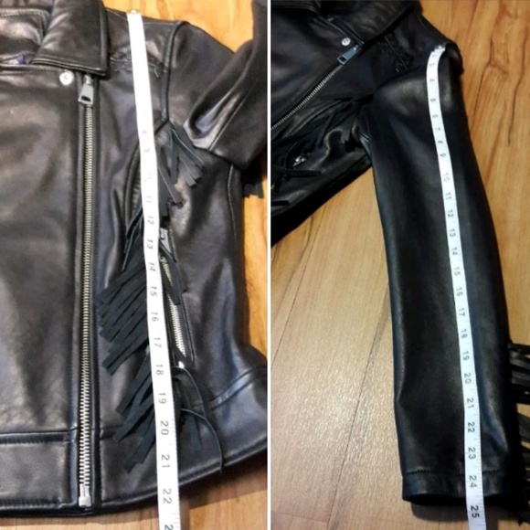 🌟SOLD🌟Amaryllis Black Leather Fringe Jacket - Picture 6 of 7